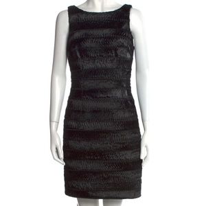 Carmen Marc Valvo Black Ruffle Cocktail Dress